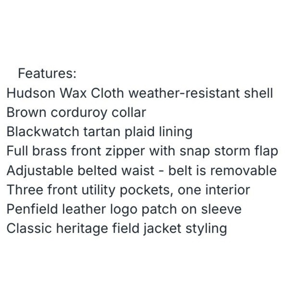 EUC Penfield Walpole Hudson Wax Cloth Field Jacket Men's L Black Corduroy Belted - Picture 14 of 14